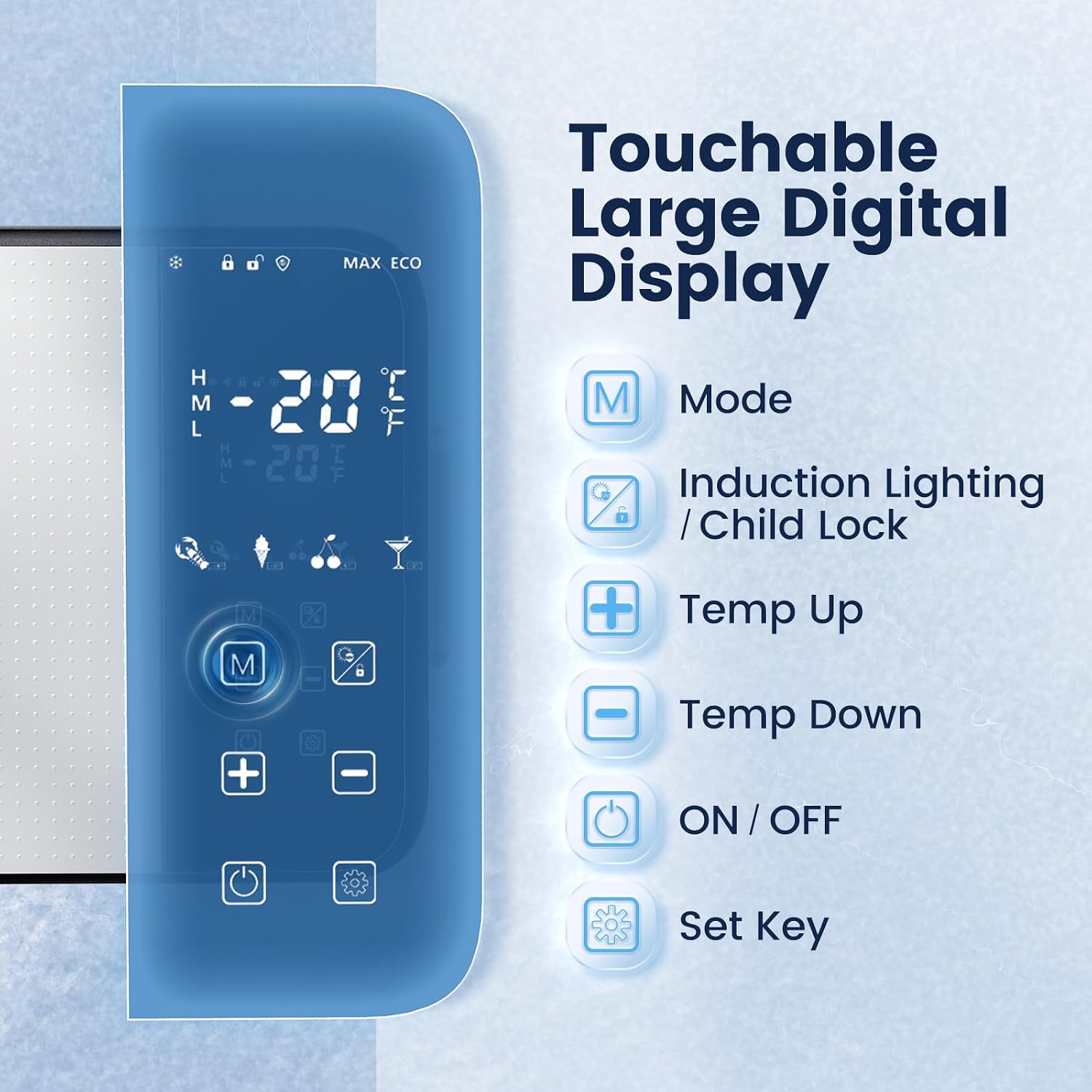 HCALORY 12 Volt Car Refrigerator, 22Quart Large Touchscreen Display Car Fridge, Portable Freezer with Compressor Mini Cooler (-4℉~68℉) with 12/24V DC & 110V AC for Camping, RV, Travel & Home