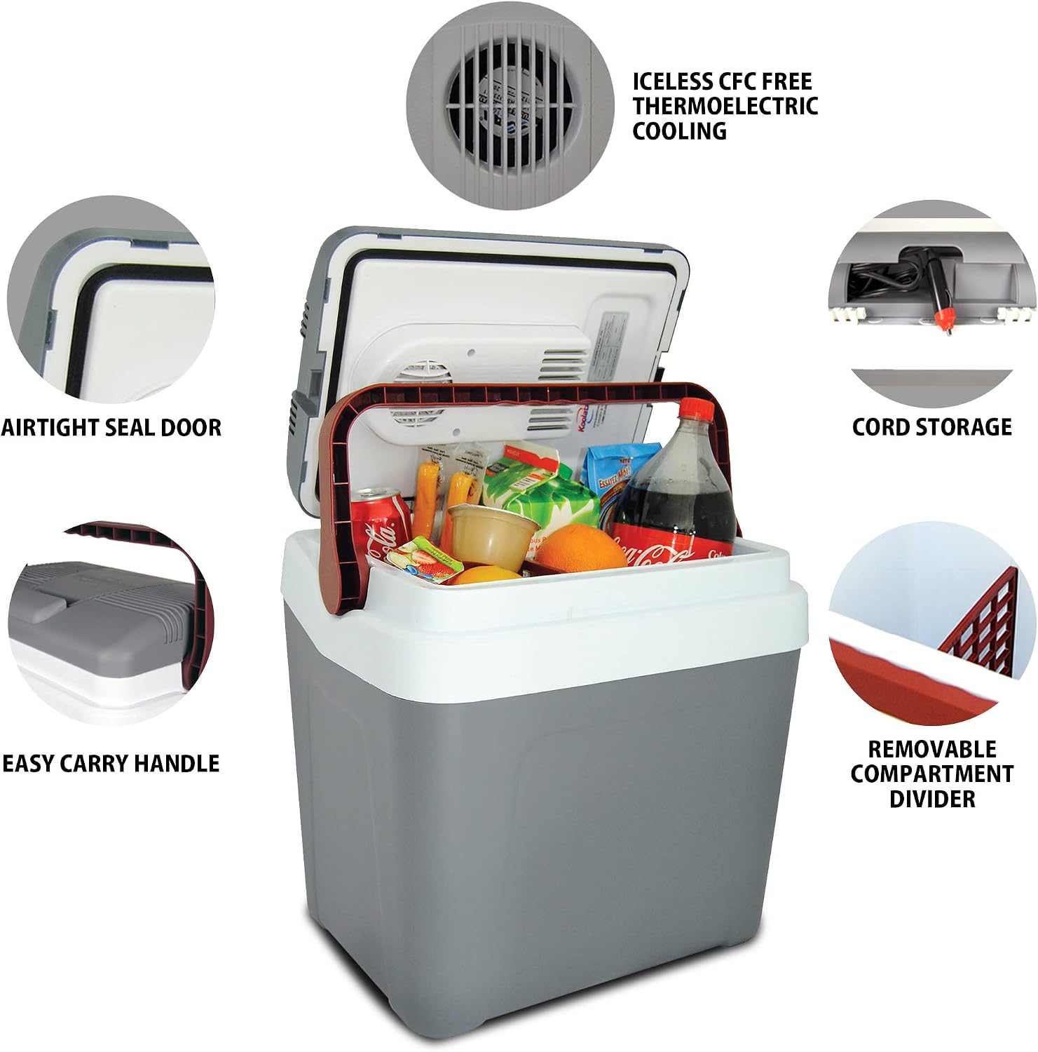 Koolatron 12V Iceless Cooler & Warmer – Portable 26 qt Electric Cooler/Nevera Portátil Eléctrica for Car Truck Camper Boat Hard Sided Mini Fridge for Camping Picnic Travel Lunch Food Drinks Office