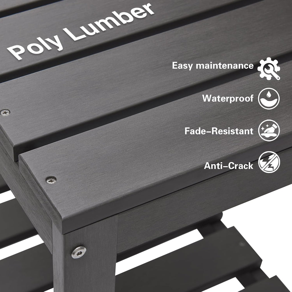 Psilvam Outdoor Potting Bench Table, HDPS Potting Bench with Storage, Outdoor Potting Table for Porch, No Rust, No Fade, Rot-Resistant (Grey)