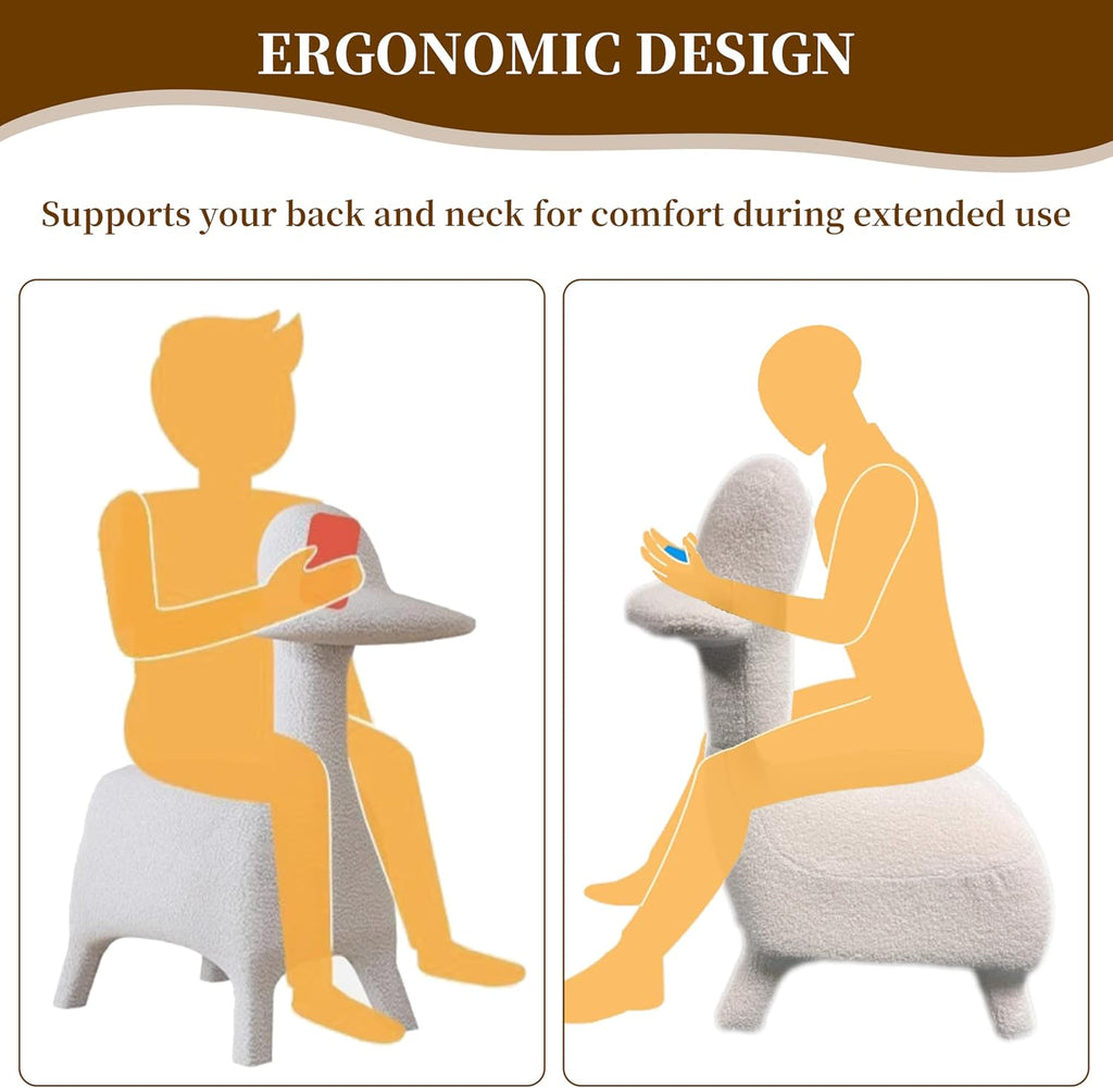 Animal Shape Gaming Chair, Soft Lamb Wool, Cute Duckbill-Shaped Chair for kids, Deep Cushion, Small Sofa for Small Space, Ideal for Bedroom/Living Room/Office, Stylish Furniture, Easy Assembly, Beige
