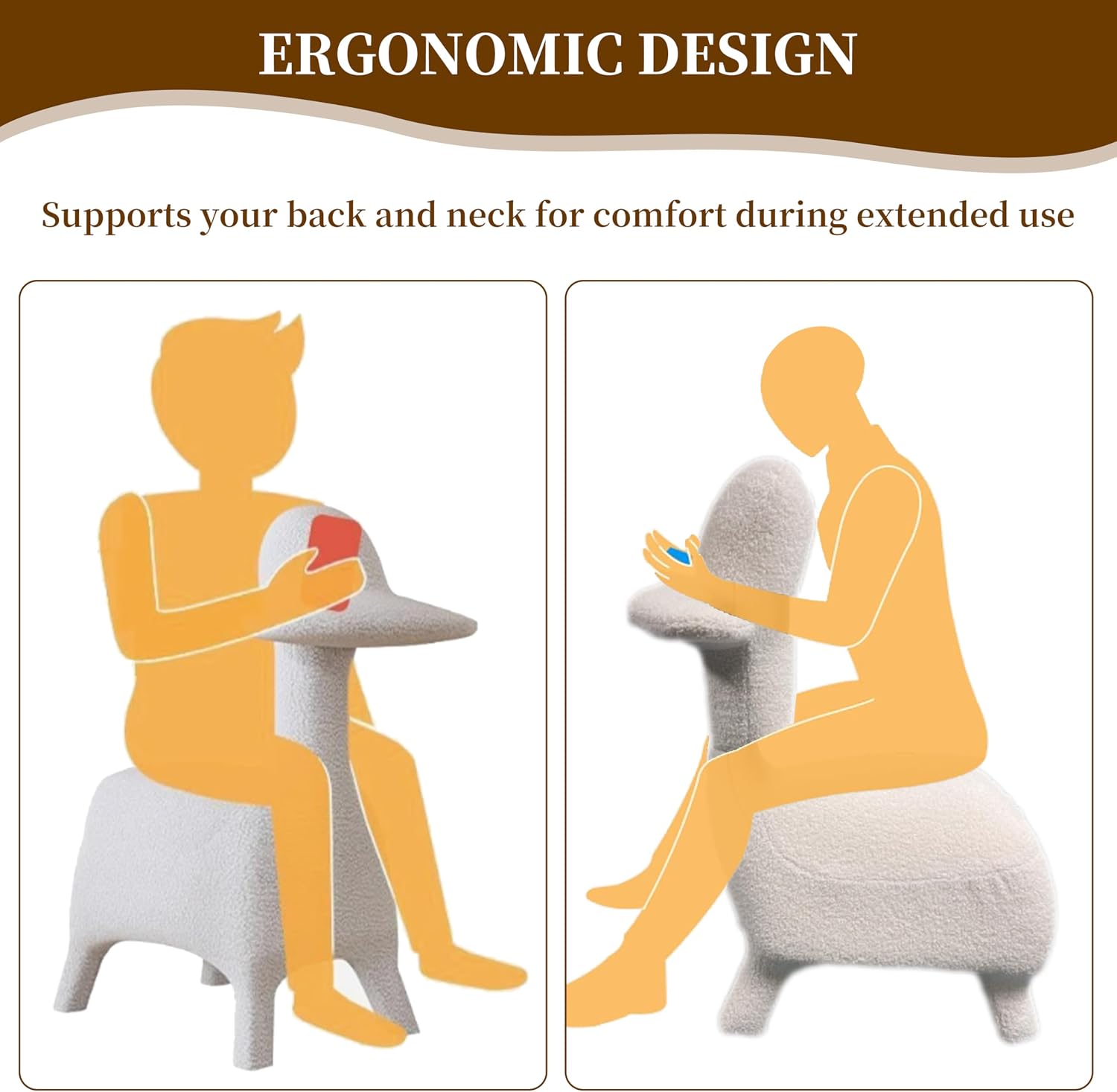 Animal Shape Gaming Chair, Soft Lamb Wool, Cute Duckbill-Shaped Chair for kids, Deep Cushion, Small Sofa for Small Space, Ideal for Bedroom/Living Room/Office, Stylish Furniture, Easy Assembly, Beige