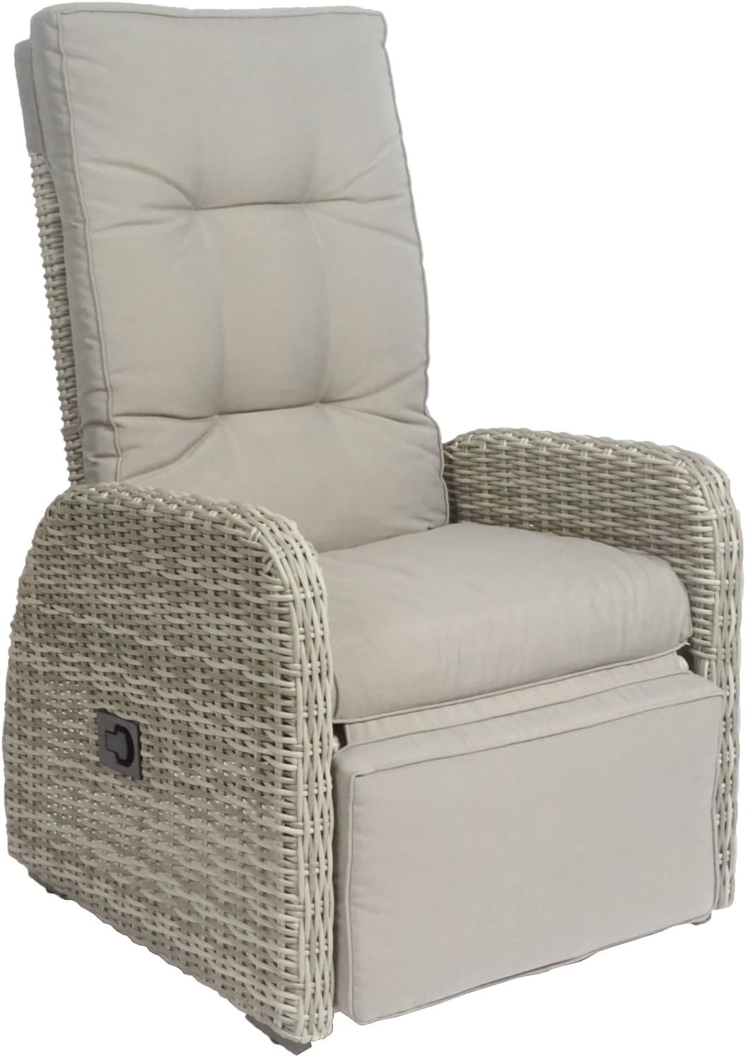Elle Decor Vallauris Patio Outdoor Furniture Collection, Premium All Weather Wicker, 3 Piece Reclining Set, Gray