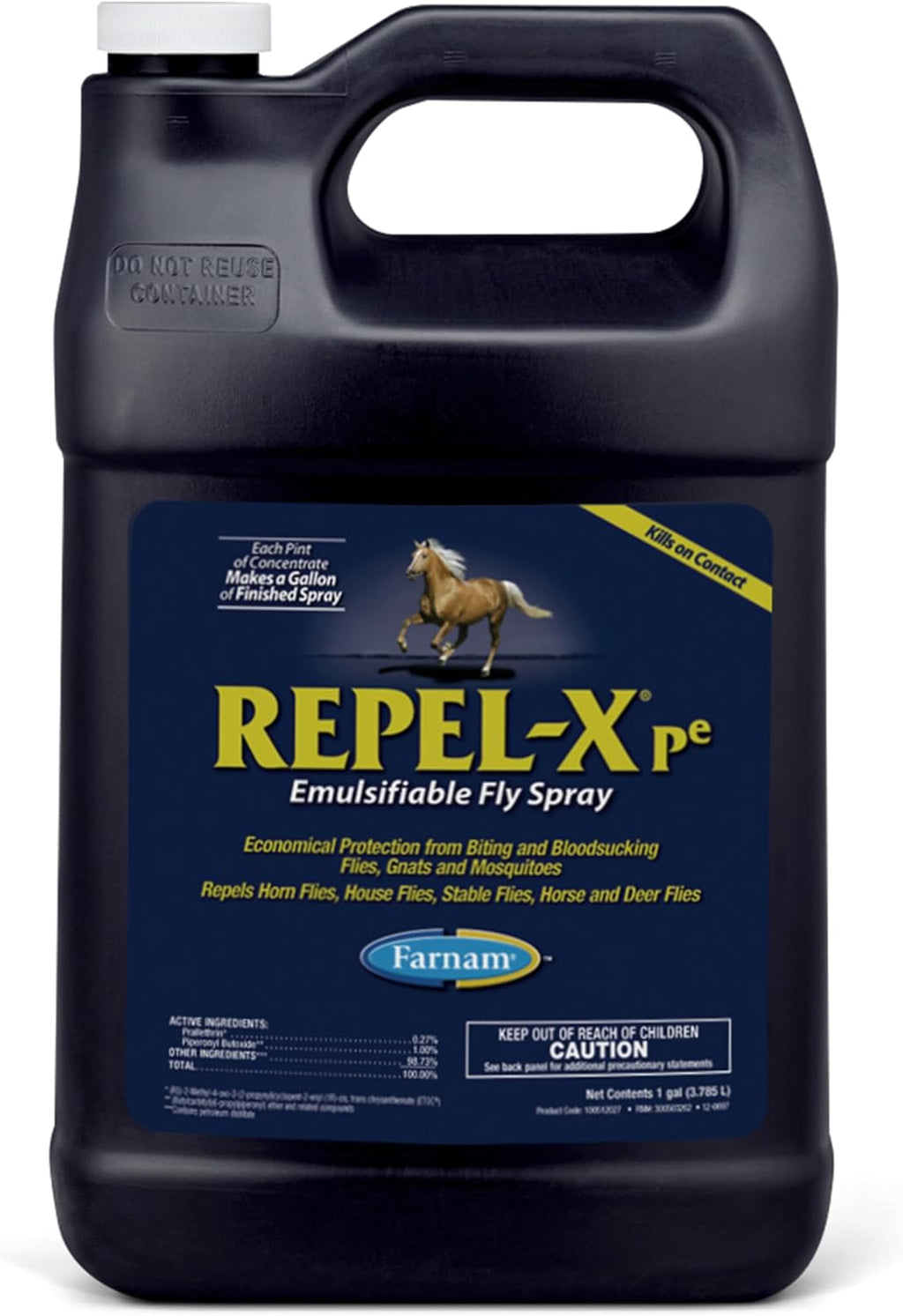 Farnam Repel-X pe Fly Spray Concentrate for Horses & Dogs – Horse Fly Spray & Insect Repellent for Mosquitoes, Ticks & Gnats – 128 oz Concentrate Makes 32 Quarts