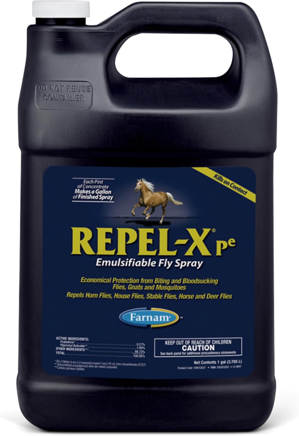 Farnam Repel-X pe Fly Spray Concentrate for Horses & Dogs – Horse Fly Spray & Insect Repellent for Mosquitoes, Ticks & Gnats – 128 oz Concentrate Makes 32 Quarts