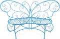 Alpine Corporation BAZ400BL Indoor Outdoor Metal Butterfly Shaped Garden Bench, 62' Long, Blue