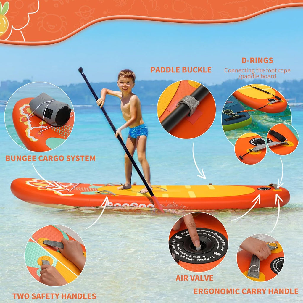 Kids Stand Up Paddle Board with Inflatable SUP Accessories, Durable, Lightweight, Wide Stable Design, Non-Slip Comfort Deck,Inflatable Paddle Board for Kid & Youth