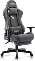 S*MAX Fabric Gaming Chair with Footrest Thicken Seat Ergonomic Gaming Chair with 3D Armrest Breathable Fabric Gamer Chairs for Adults Headrest Lumbar Support Gaming Chairs for Adults Grey