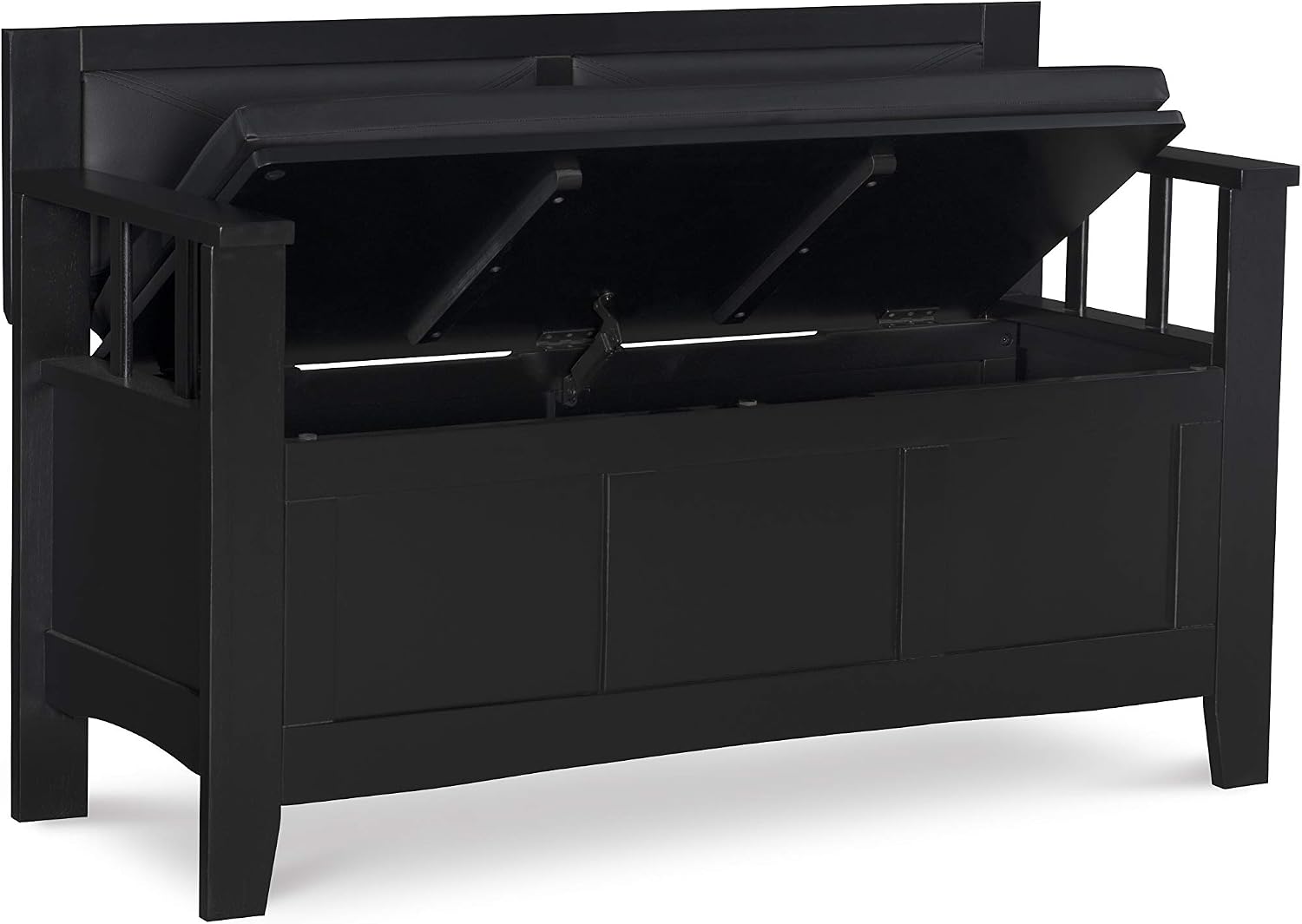 Linon Carlton Padded Bench, 44.5'W x 17'D x 30'H, Black