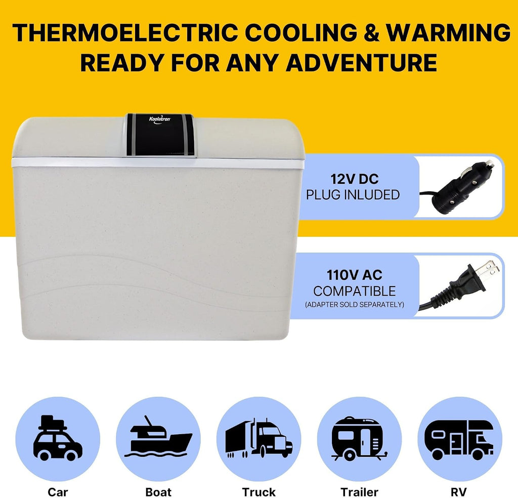 Koolatron 12V Iceless Cooler & Warmer – Portable 45 Qt Electric Cooler for Car, Truck, Camper, Boat, Hard Sided Mini Fridge for Camping, Picnic, Travel, Lunch, Food, Drinks, Bedroom, Office, Dorm