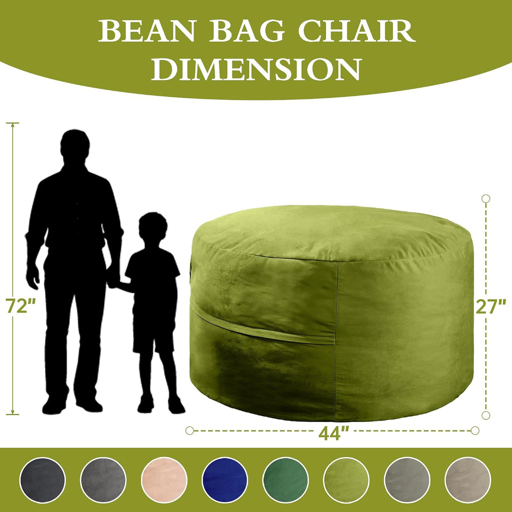 4FT Bean Bag Chair, Bean Bag with Velvet Cover, Fluffy and Comfy Bean Bag Chairs for Adults and Kids, Bean Bag Sofa Filled with High-Density Sponge for Gaming (Mint Green - Taller Version)