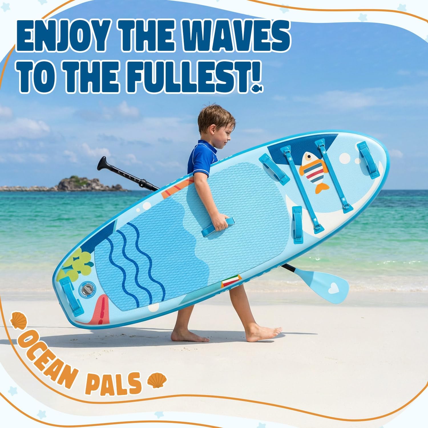 Kids Paddle Board with SUP Accessories, Child Paddle Board Durable, Lightweight, Stable Design, Wide Non-Slip Deck, 7ft 7.6ft 8ft 9.6ft Inflatable Paddle Boards for Kids & Youth