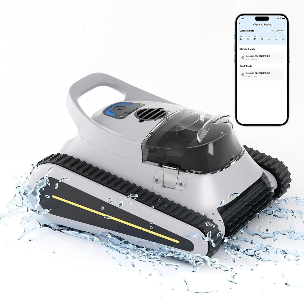 (2024 New) Robotic Pool Vacuum, Cordless Robotic Pool Cleaner for Inground Pools, Wall and Waterline Cleaning, Powerful Suction and Replaceable Battery, 150 min Battery Life for Pool Up to 1614 Sq.ft