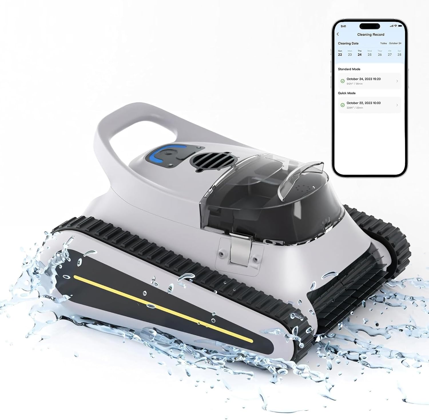 (2024 New) Robotic Pool Vacuum, Cordless Robotic Pool Cleaner for Inground Pools, Wall and Waterline Cleaning, Powerful Suction and Replaceable Battery, 150 min Battery Life for Pool Up to 1614 Sq.ft