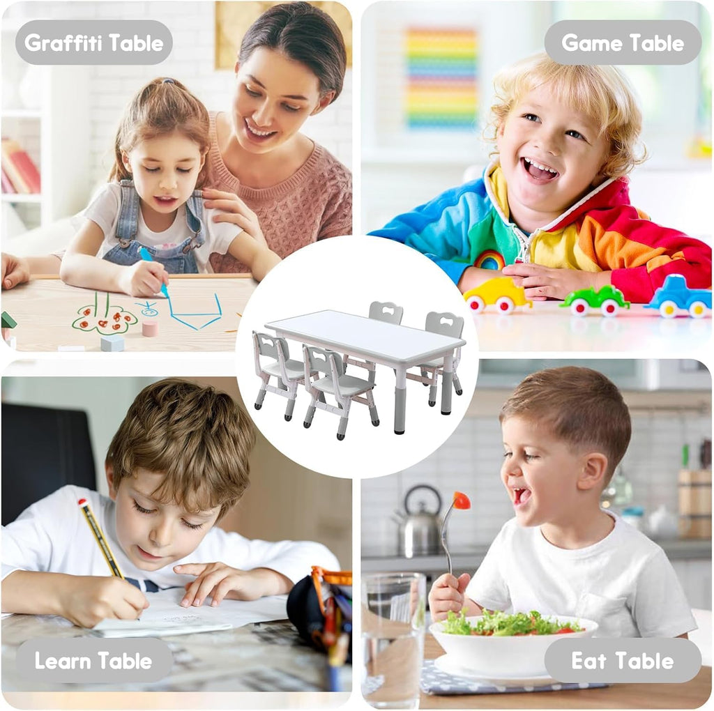 Kids Table and Chair Set for Toddlers - Adjustable Activity Center with Non-Slip Legs & Graffiti-Proof Surface Ages 3-12