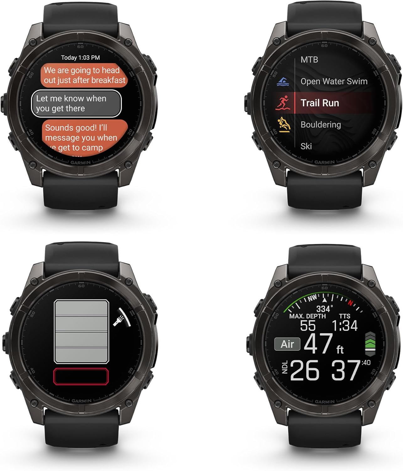 Garmin Fenix 8 51MM AMOLED Sapphire Premium Multisport GPS Smartwatch Carbon Gray DLC Titanium with Gray Silicone Band, Health & Fitness Smart Watch Bundle with Approach Z30 Golf Laser Range Finder