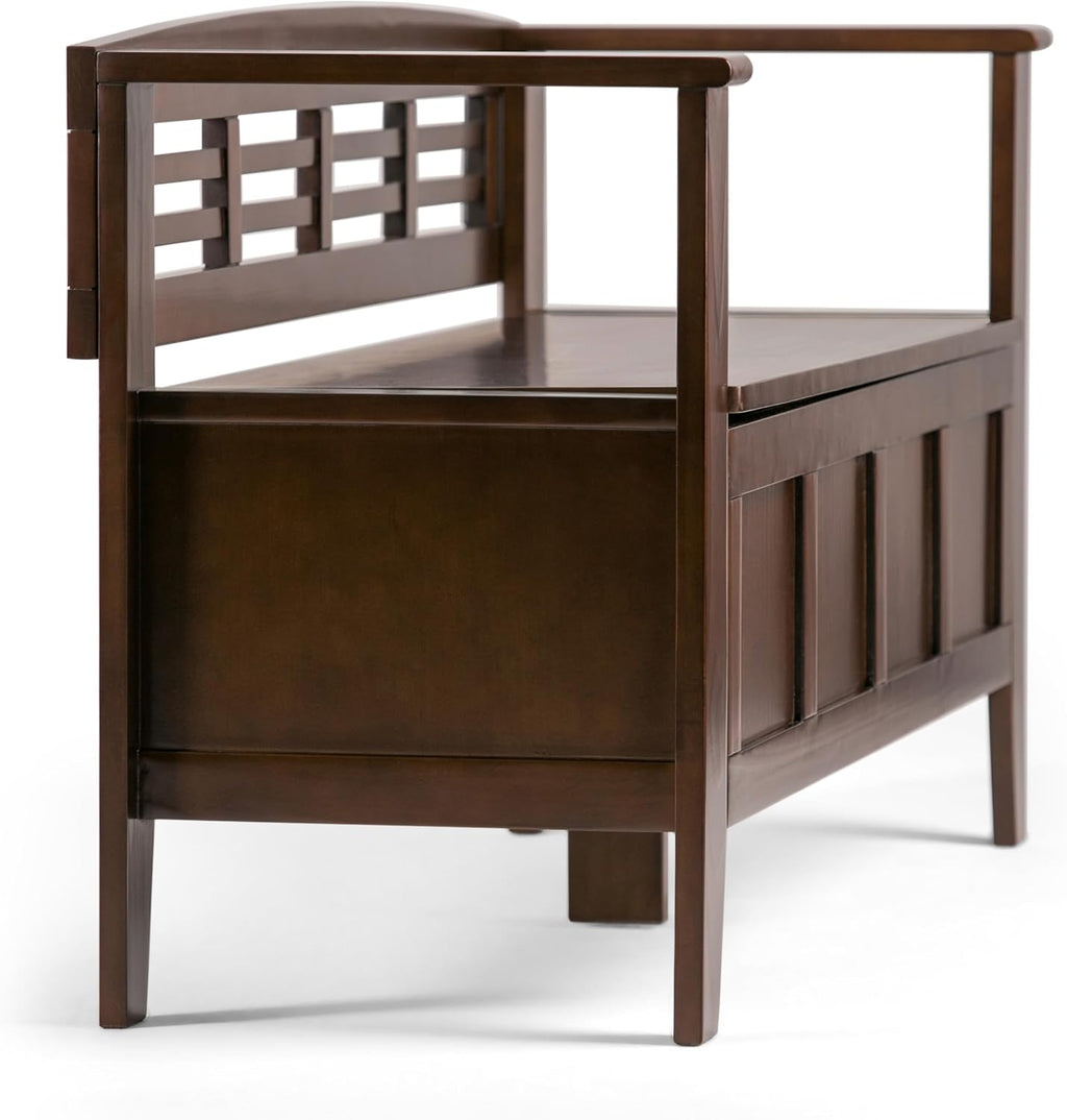 SIMPLIHOME Adams Entryway Storage Bench - 48 inch Wide Solid Wood Hallway Seat in Rustic Medium Brown, Contemporary Bench for Entryway or Living Room with Lift-Up Lid and Spacious Storage