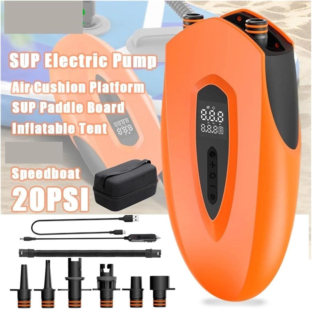 Tire Inflator, SUP Electric Pump Portable Auto Shut Off LED Light Suitable For 20PSI Paddle Boards Tents Mattre Dual Power Supply,Dual Use Air Pump