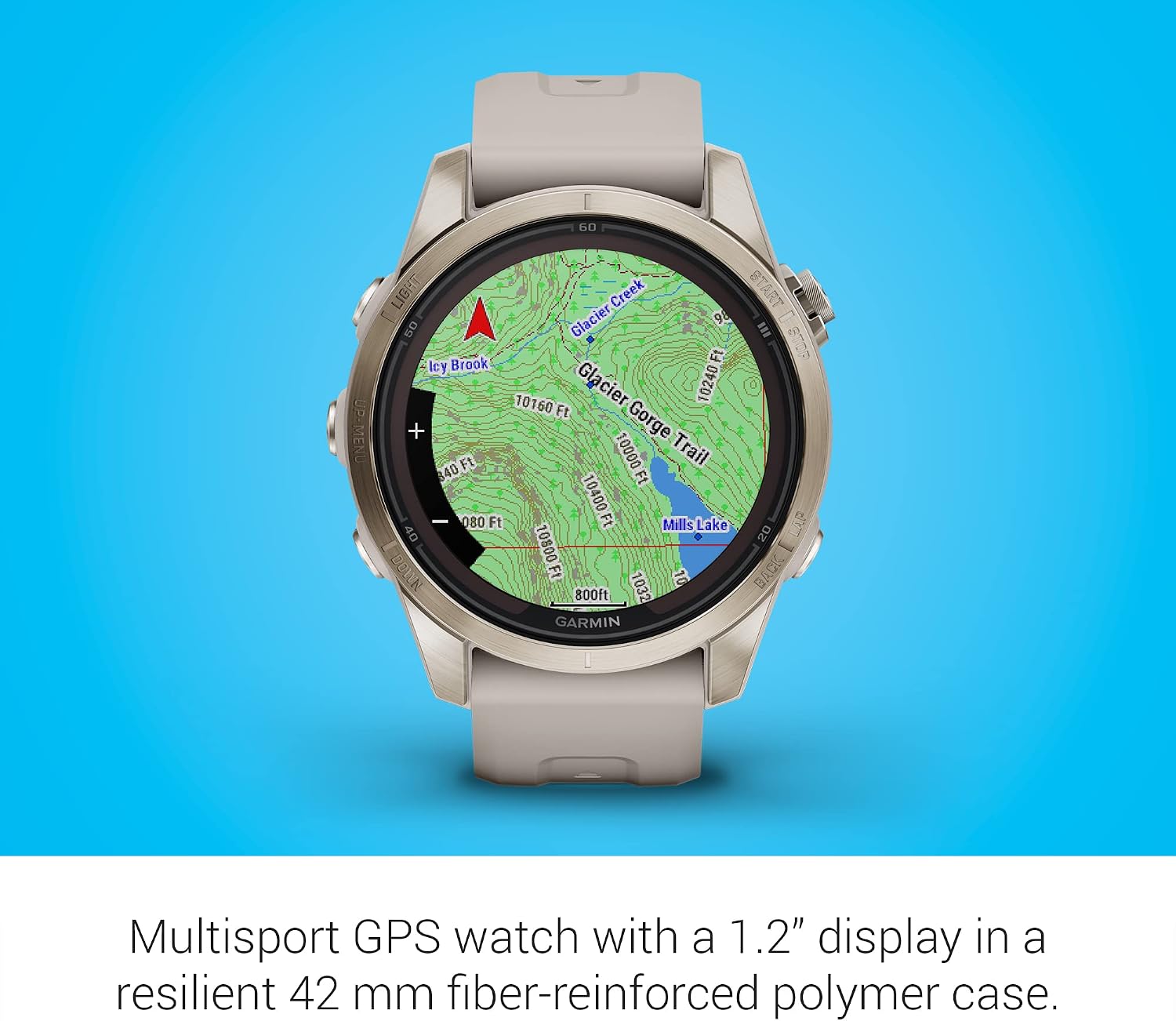 Garmin fēnix 7S Pro Sapphire Solar, Multisport GPS Smartwatch, Built-in Flashlight, Solar Charging Capability, Sand