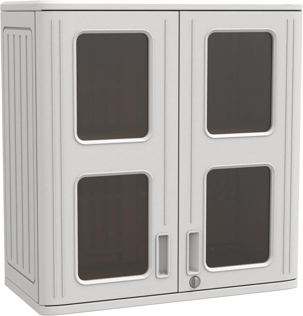 ADDOK Resin Wall Cabinet, 30.2 Inch Outdoor Storage Cabinet with Doors,Lockable Cabinet for Garage, Kitchen, Tool Room, Waterproof Storage Shed