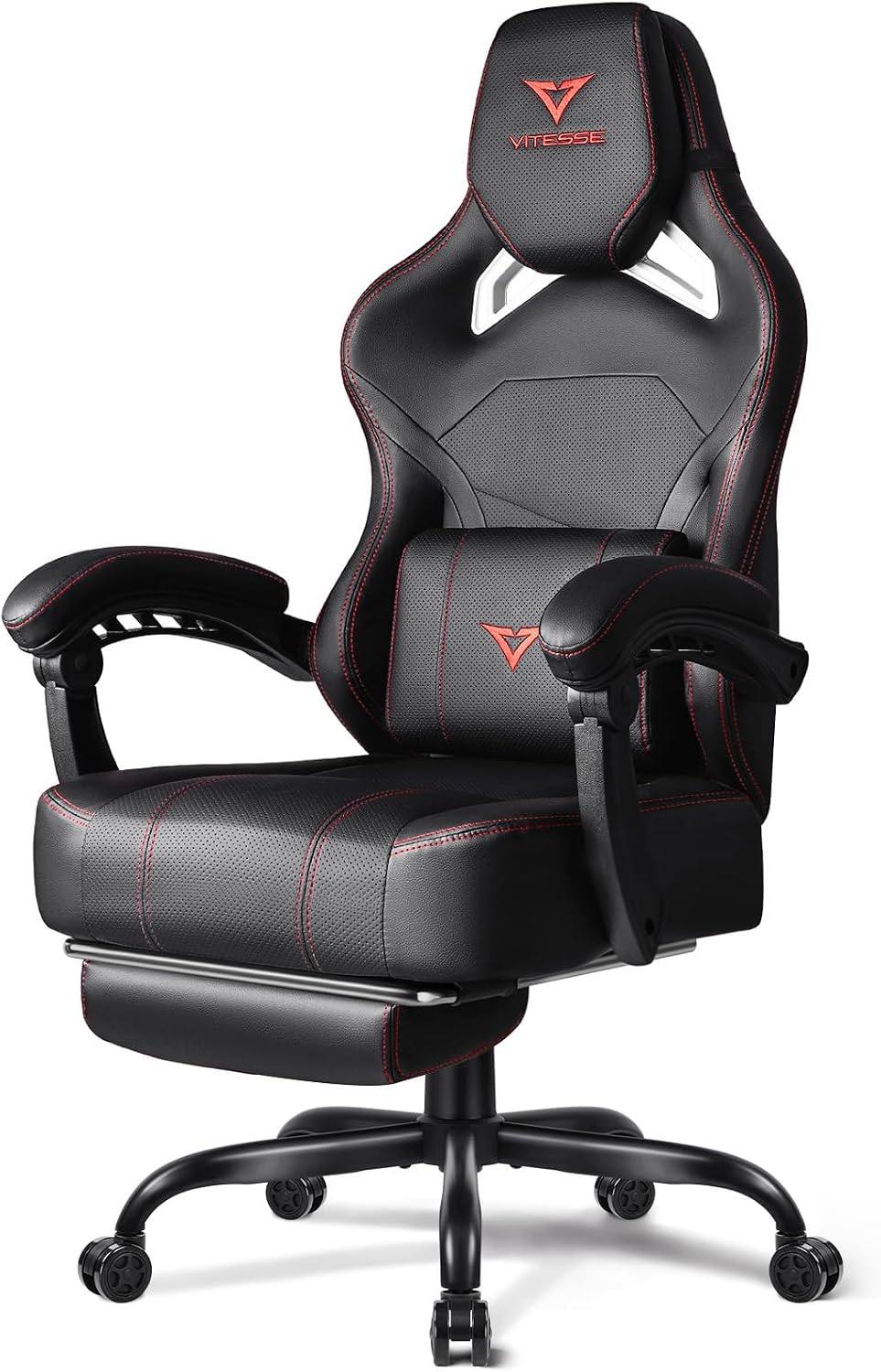 VITESSE Big and Tall Gaming Chair 400lb Weight Capacity with Footrest, Ergonomic Video Game Chair for Adults with Oversized Headrest and Lumbar Pillow, Computer Chair Gaming for Office