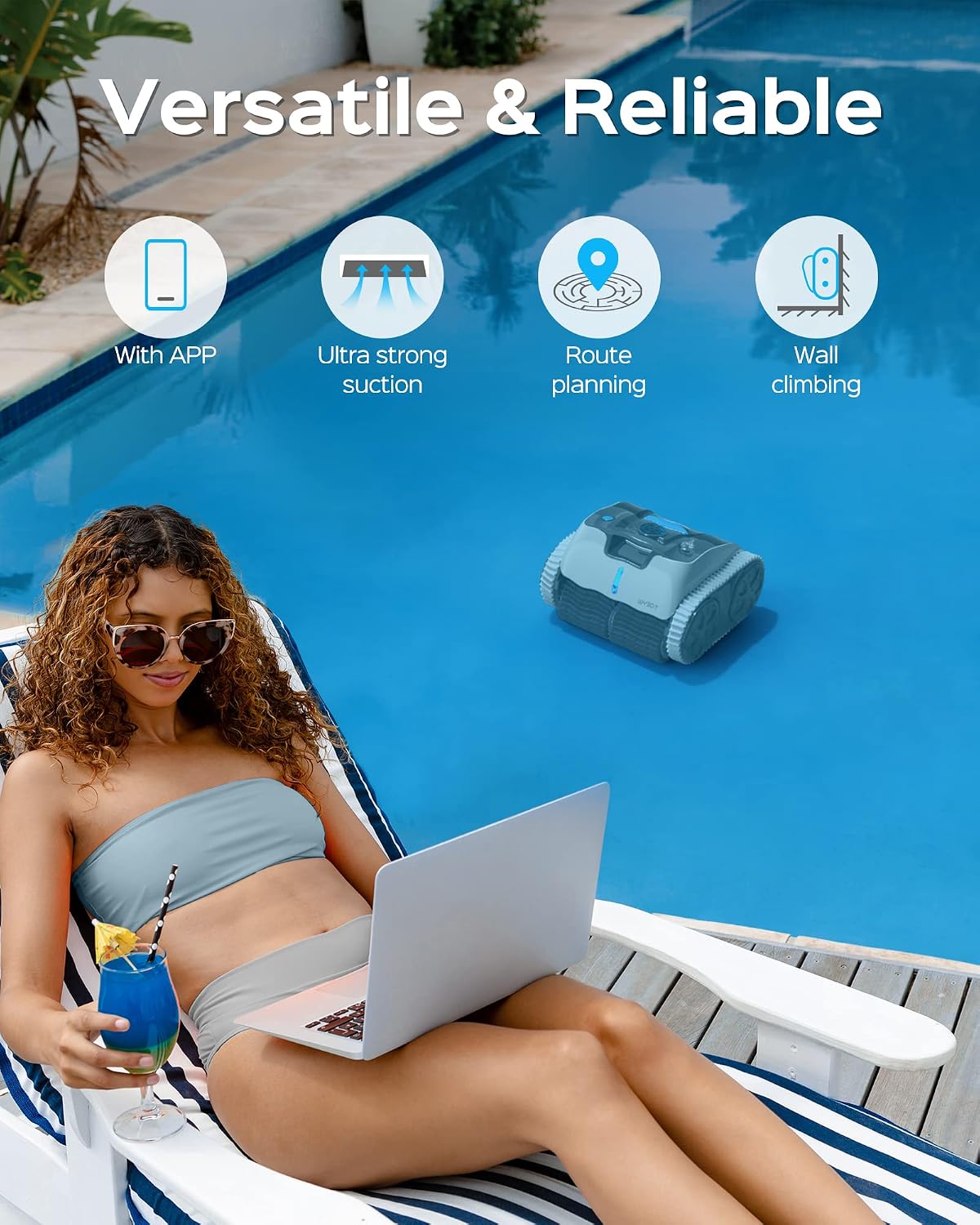 WYBOT Robotic Pool Cleaner with APP, Wall Climbing Pool Vacuum, 65W Excellent Power, Smart Navigation, 9200mAH Large Battery, LED Indicator, Robot Pool Vacuum for Inground Pools, Osprey 700 Pro.