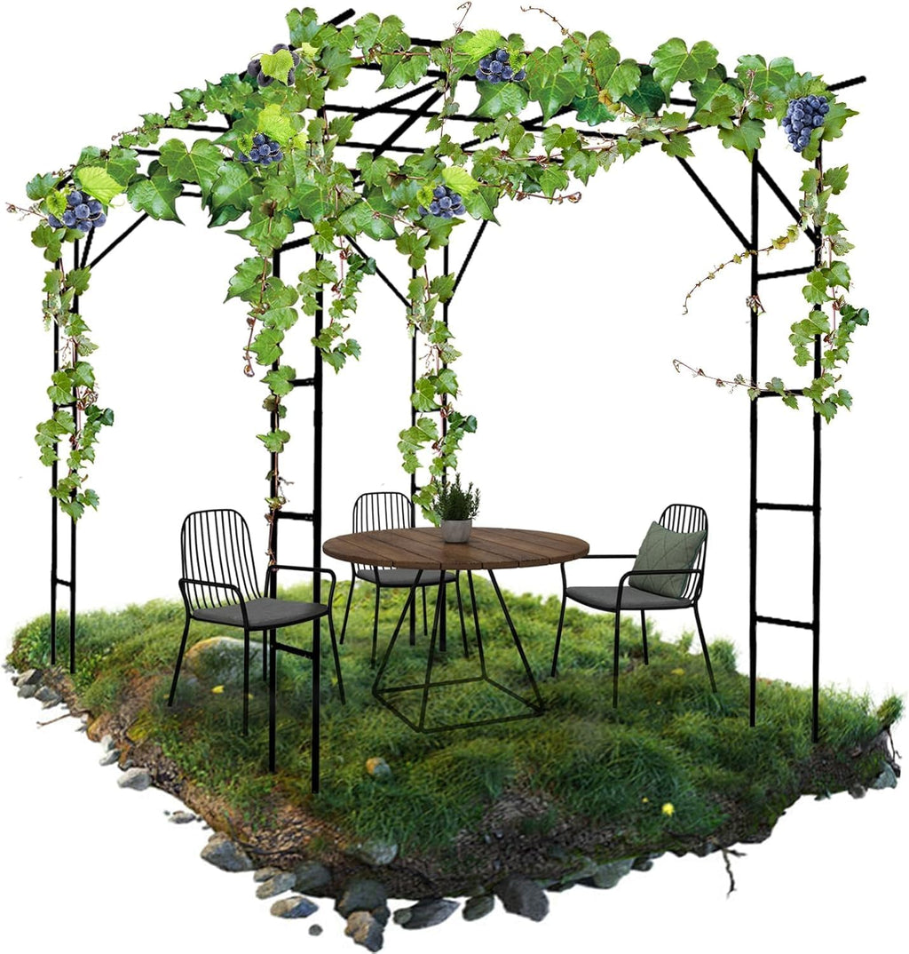 Grape Vine Trellis - Cucumber Trellis Size: 112.8 * 96 * 80.4 inches - Large Outdoor Garden Arch Trellis, Used for Outdoor Climbing of Plants, Courtyard and Garden Decoration of Pavilions