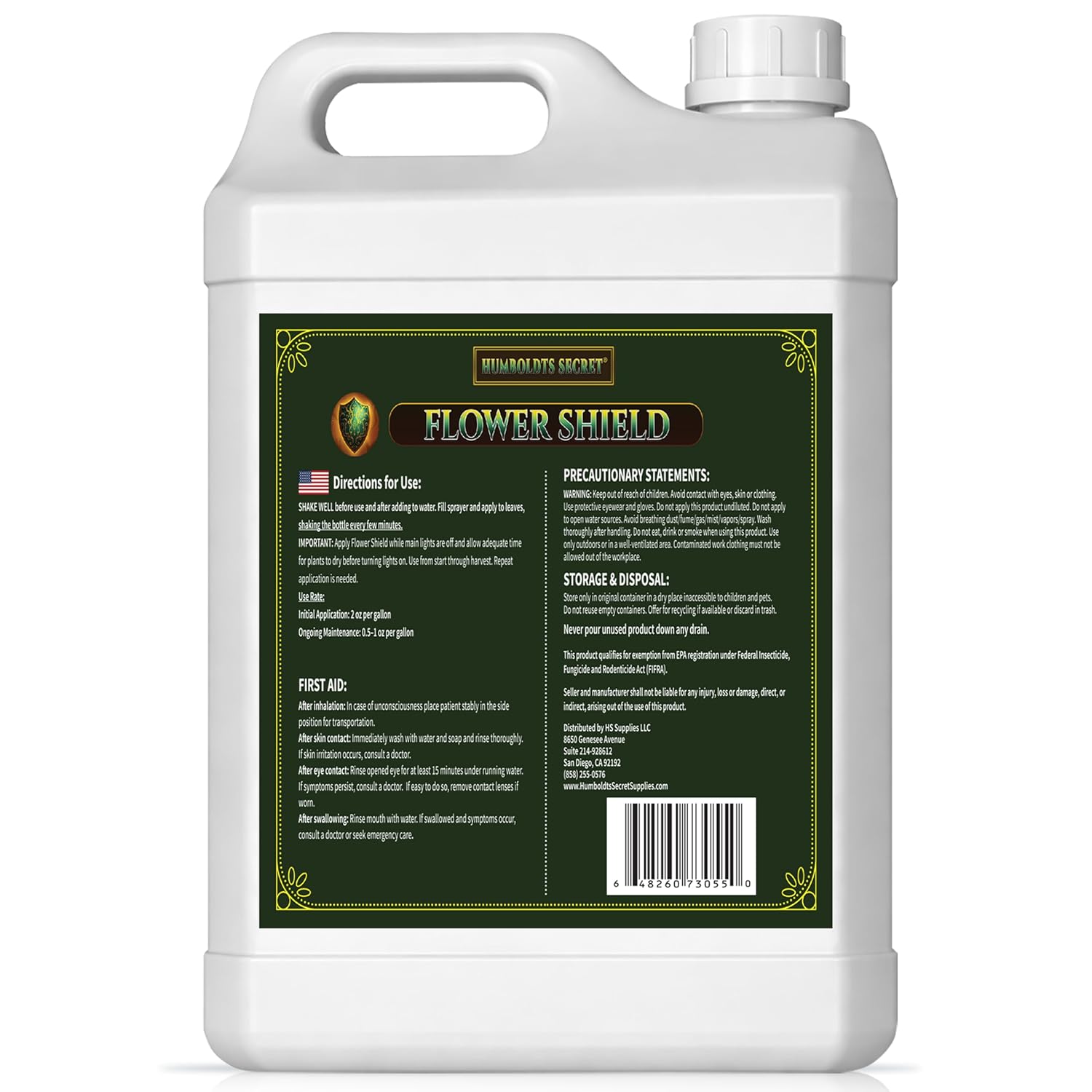 Humboldts Secret Flower Shield | Plant Care Spray for Routine Foliar Application & Maintenance | Naturally Derived, Oil-Based Formula | Indoor & Outdoor Plants | 1 Gallon