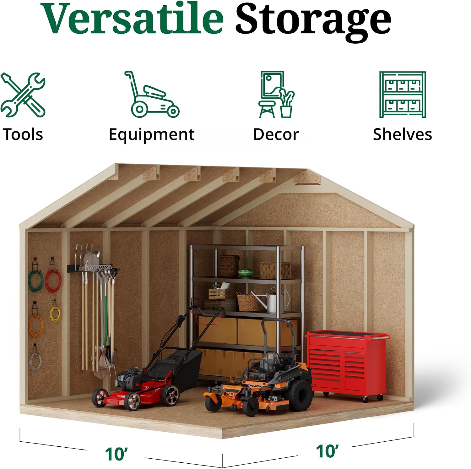 Little Cottage Co. 10x10 Value Workshop Shed with Operable Windows and Floor, Outdoor Wood Storage Do-It-Yourself Precut Kit