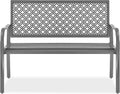Best Choice Products Outdoor Bench 2-Person Metal Steel Benches Furniture for Garden, Patio, Porch, Entryway w/Geometric Backrest, 790lb Capacity – Gray