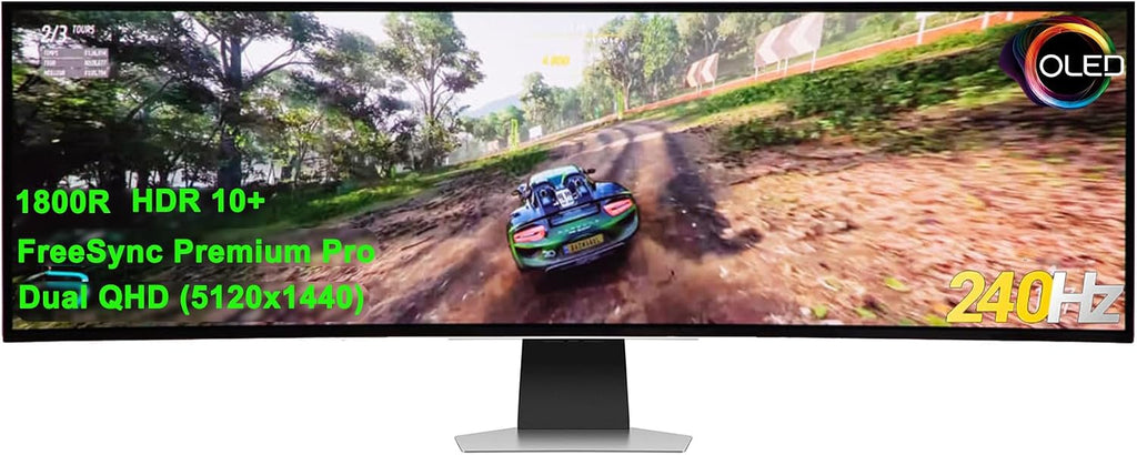 Samsung Odyssey OLED G9 Curved Gaming Monitor - 49' Dual QHD (5120 x 1440) OLED - 240Hz Refresh Rate - 32: 9-0.03ms GTG - HDR10+ - 1,000,000:1 - AMD FreeSync Premium Pro - Flicker Free - Silver
