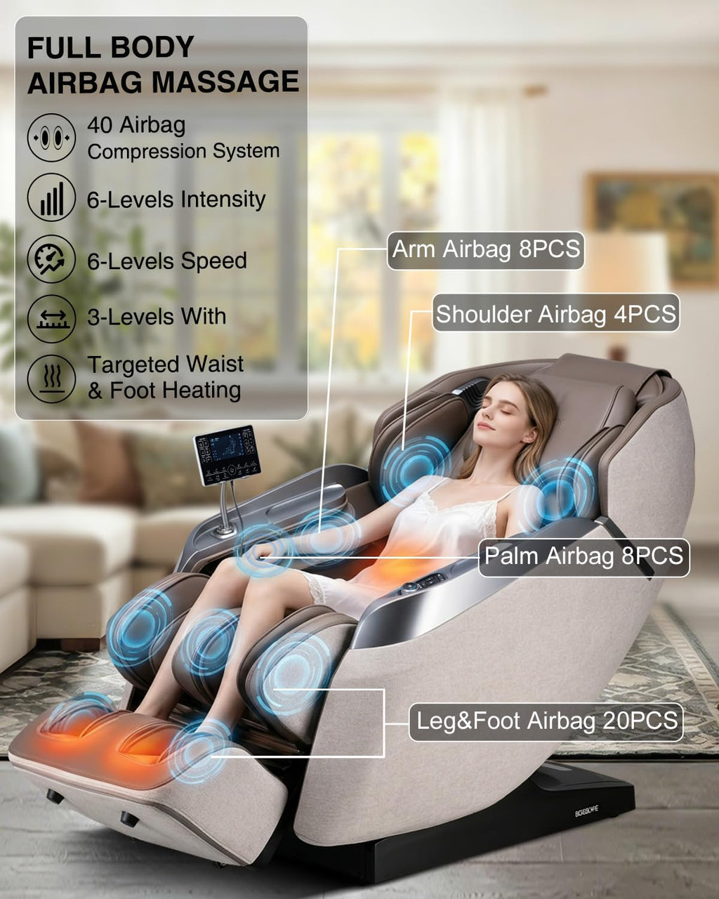 2026 4D Massage Chair Full Body, 24 Modes Zero Gravity SL-Track Shiatsu Recliner- AI APP Control Airbag Massage with Body Scan, Deep Yoga Stretch, Foot Rollers, Built-in Heat System(Brown)