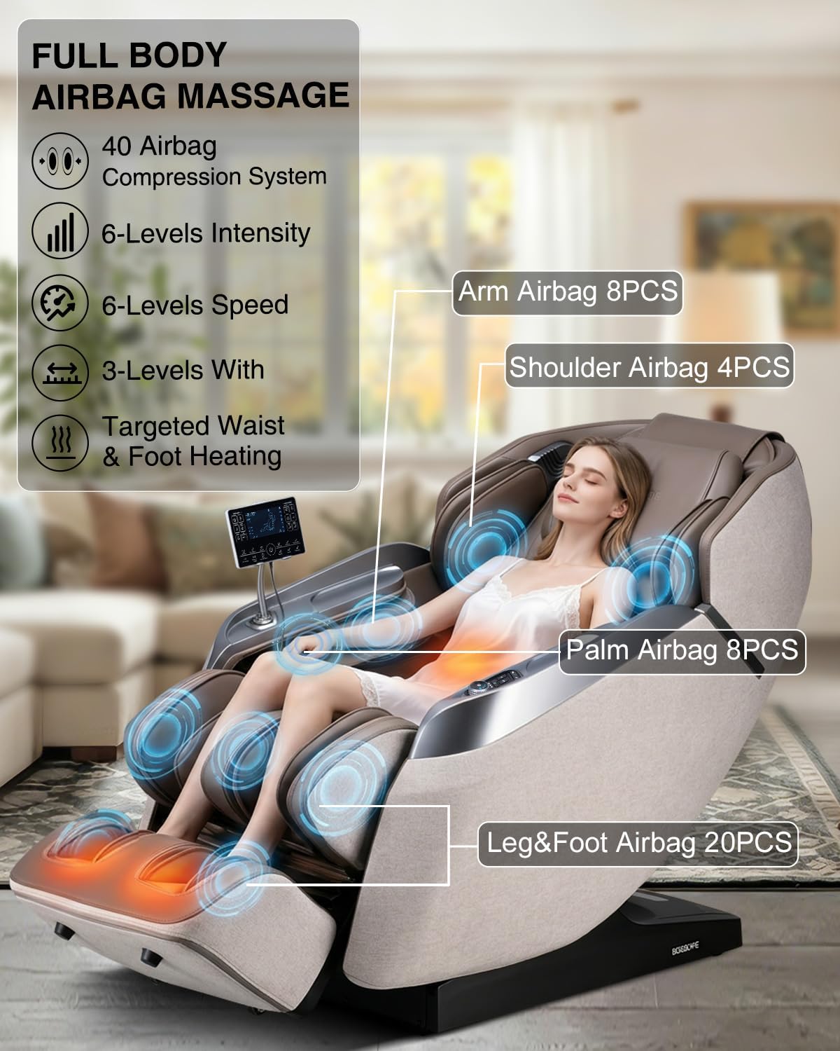 2026 4D Massage Chair Full Body, 24 Modes Zero Gravity SL-Track Shiatsu Recliner- AI APP Control Airbag Massage with Body Scan, Deep Yoga Stretch, Foot Rollers, Built-in Heat System(Brown)