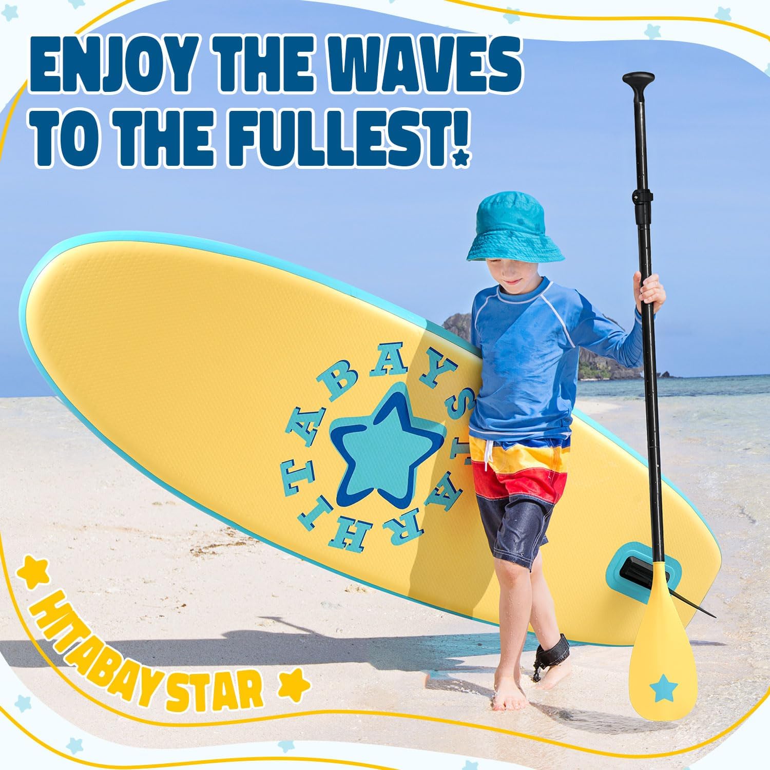 Kids Paddle Board with SUP Accessories, Child Paddle Board Durable, Lightweight, Stable Design, Wide Non-Slip Deck, 7ft 7.6ft 8ft 9.6ft Inflatable Paddle Boards for Kids & Youth