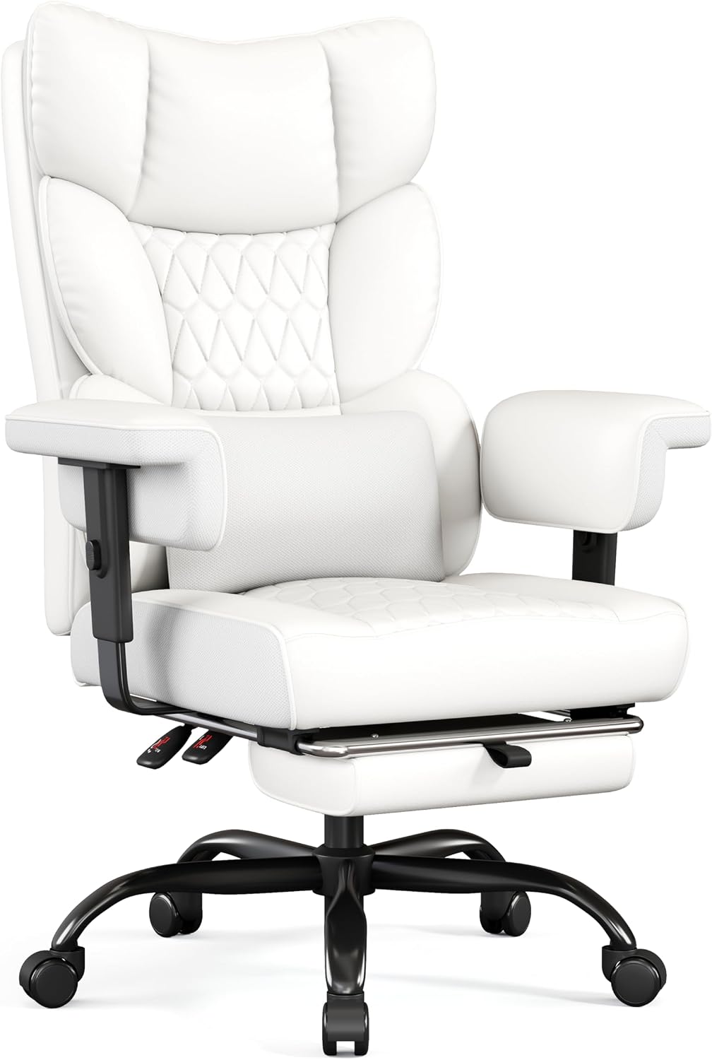 Misolant Big and Tall Office Chair with Footrest, High Back Executive Desk Chair with Adjustable Lift Armrest, 155°Recline，Lumbar Support Pillow, Faux Leather Gaming Chairs for Home or Office