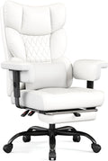 Misolant Big and Tall Office Chair with Footrest, High Back Executive Desk Chair with Adjustable Lift Armrest, 155°Recline，Lumbar Support Pillow, Faux Leather Gaming Chairs for Home or Office