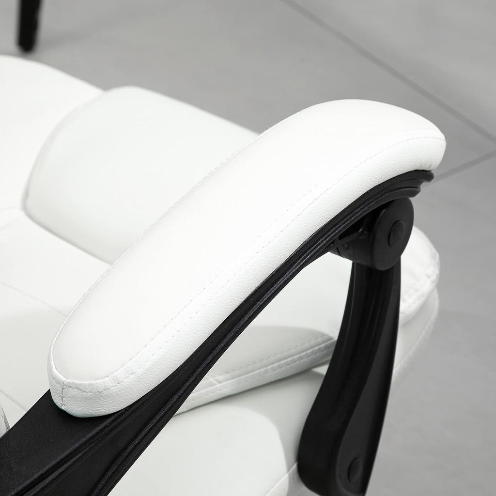 Vinsetto 7-Point Vibrating Massage Office Chair, High Back Computer Chair with Lumbar Support, Footrest, Reclining Back, Adjustable Height, White