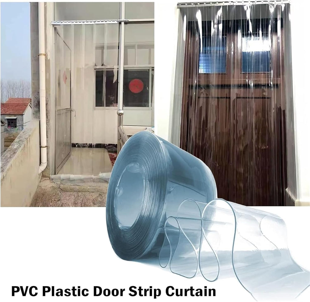 PVC Plastic Strip Curtain Door Kit, Vinyl Door Strips Wind Commercial Entry Doors Decoration for Pavilions, Gardens