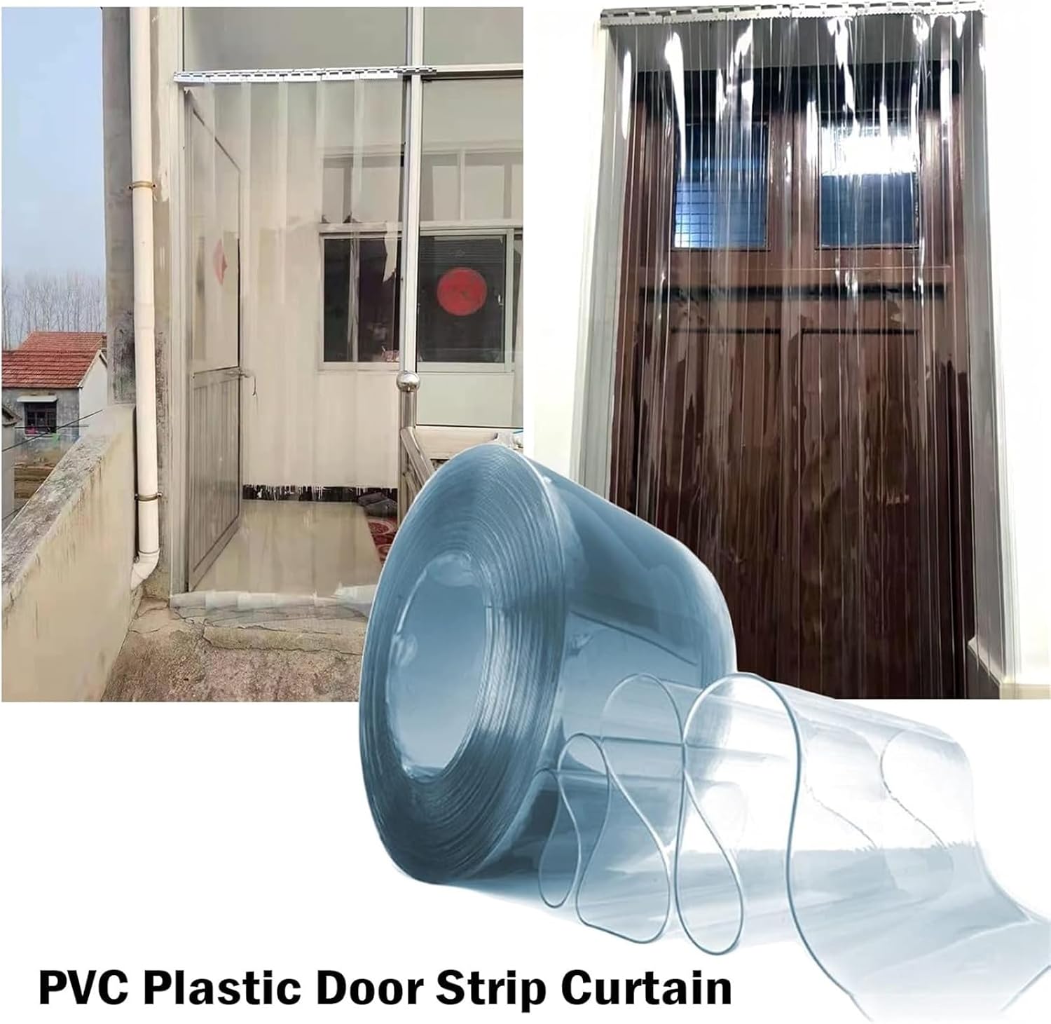 PVC Plastic Strip Curtain Door Kit, Vinyl Door Strips Wind Commercial Entry Doors Decoration for Pavilions, Gardens