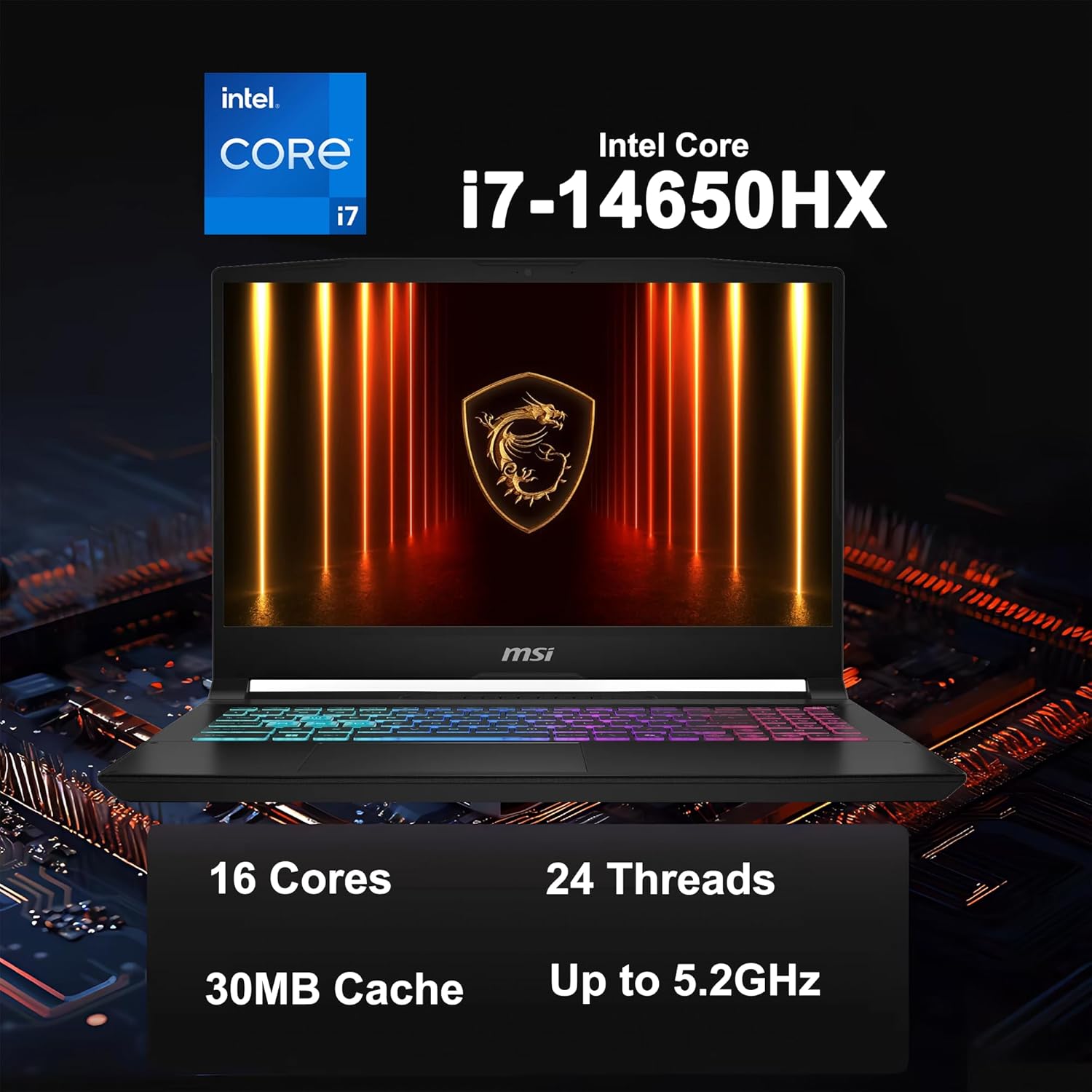 msi Katana 15 HX Gaming Laptop 15.6' QHD 165Hz (100% DCI-P3) Intel 16-core i7-14650HX (Beats i9-12900H) 32GB RAM 2TB SSD GeForce RTX 5070 DLSS4 (Up to 798 AI Tops) RGB Backlit Type-C Win11Pro ICP Hub