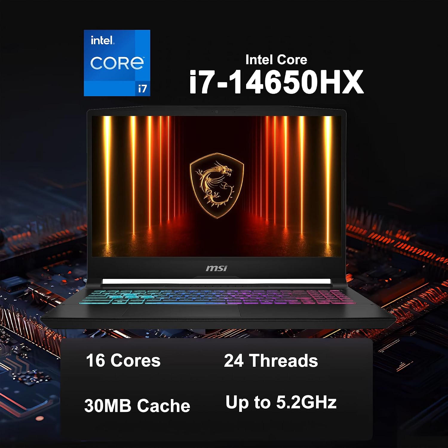 msi Katana 15 HX Gaming Laptop 15.6' QHD 165Hz (100% DCI-P3) Intel 16 core i7-14650HX (Beats i9-12900H) 32GB RAM 4TB SSD GeForce RTX 5070 DLSS4 (Up to 798 AI Tops) RGB Backlit Type-C Win11Pro ICP Hub