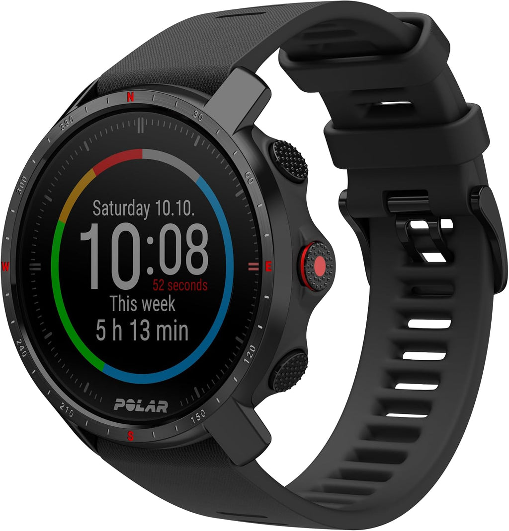 POLAR Grit X Pro - GPS Multisport Smartwatch - Military Durability, Sapphire Glass, Wrist-Based Heart Rate, Long Battery Life, Navigation - Ideal for Outdoor Sports, Trail Running, Hiking, Black