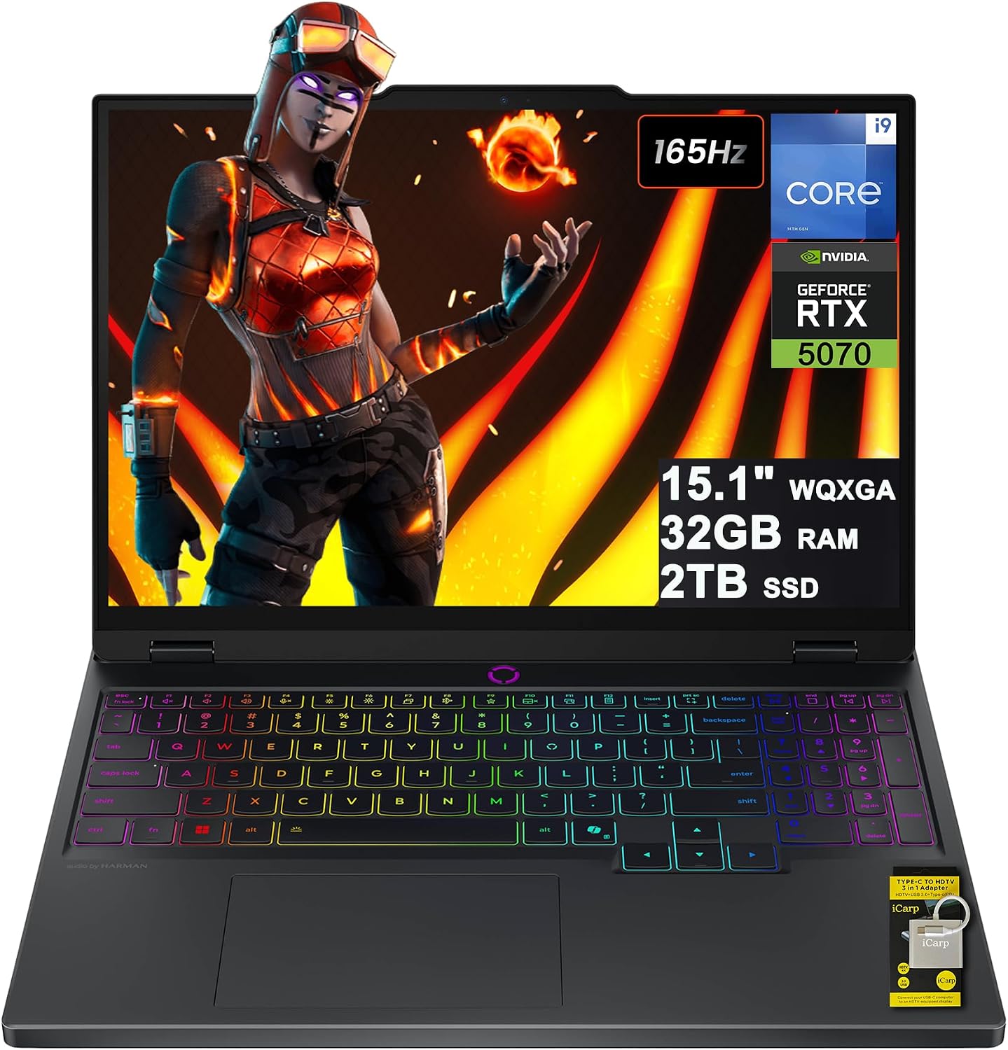 Lenovo Legion 5i AI-Powered Gaming Laptop 15.1' WQXGA 2560x1600 OLED 165Hz Intel 24-core i9-14900HX 32GB RAM 2TB SSD GeForce RTX 5070 DLSS4 (Up to 798 AI Tops) RGB Backlit Win11 ICP Hub