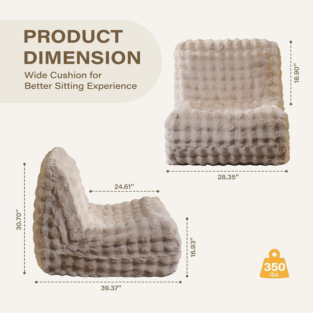 Beige Bean Bag Chairs for Adults,Comfy Small Bean Bag Sofa with Back Support,Memory Foam Bean Bag Chair for Teens,Faux Fur Fireside Beanbags Lazy Sofa for Bedroom,Dorm,Apartment,Living Room