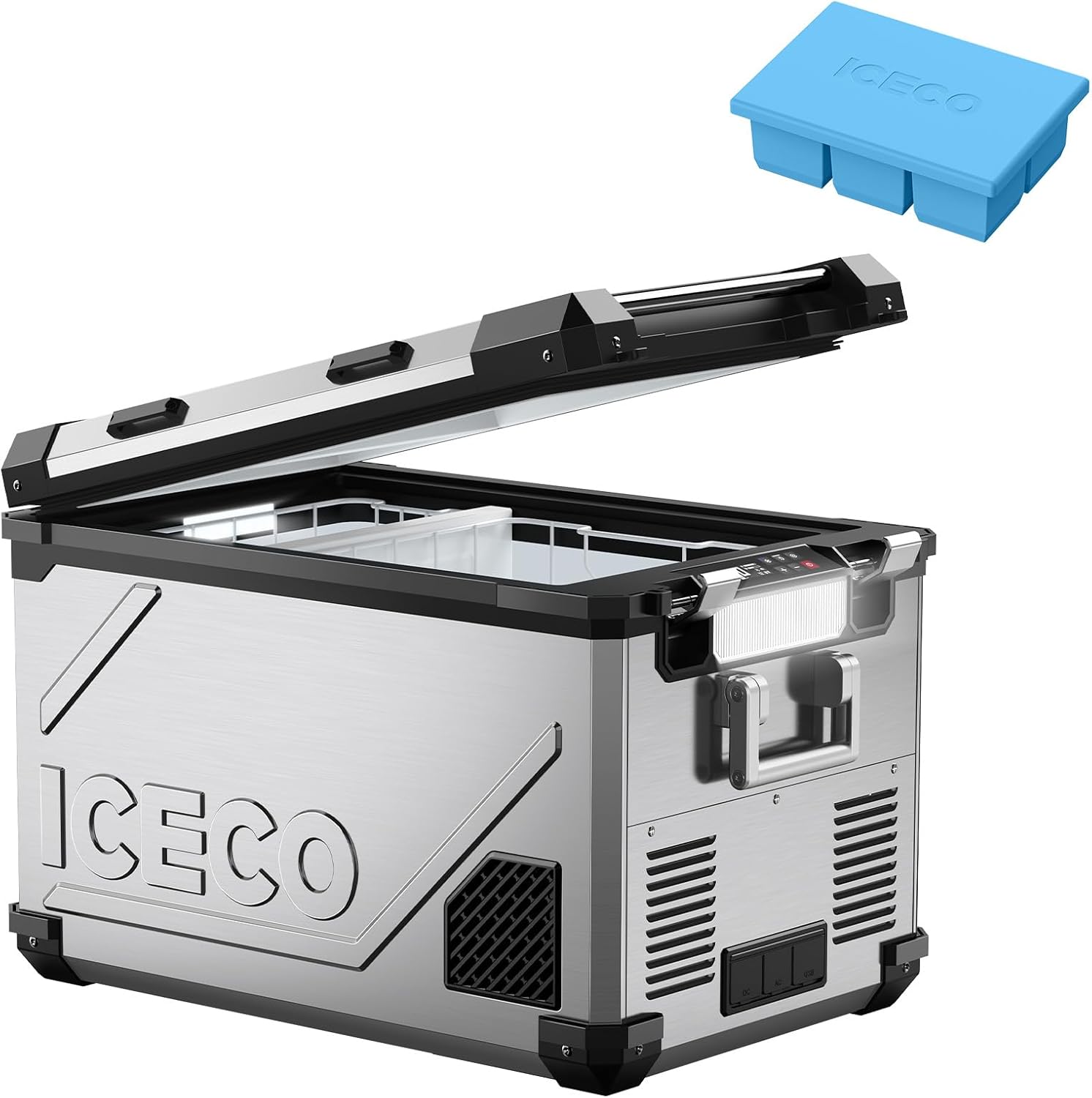ICECO APL55 Dual Zone Portable Refrigerator Bluetooth Controlled, 55 Liter 12v refrigerator with SECOP Compressor, DC 12/24V, AC 110-240V, for Truck, Car and Home, -4℉~68℉(Silver)
