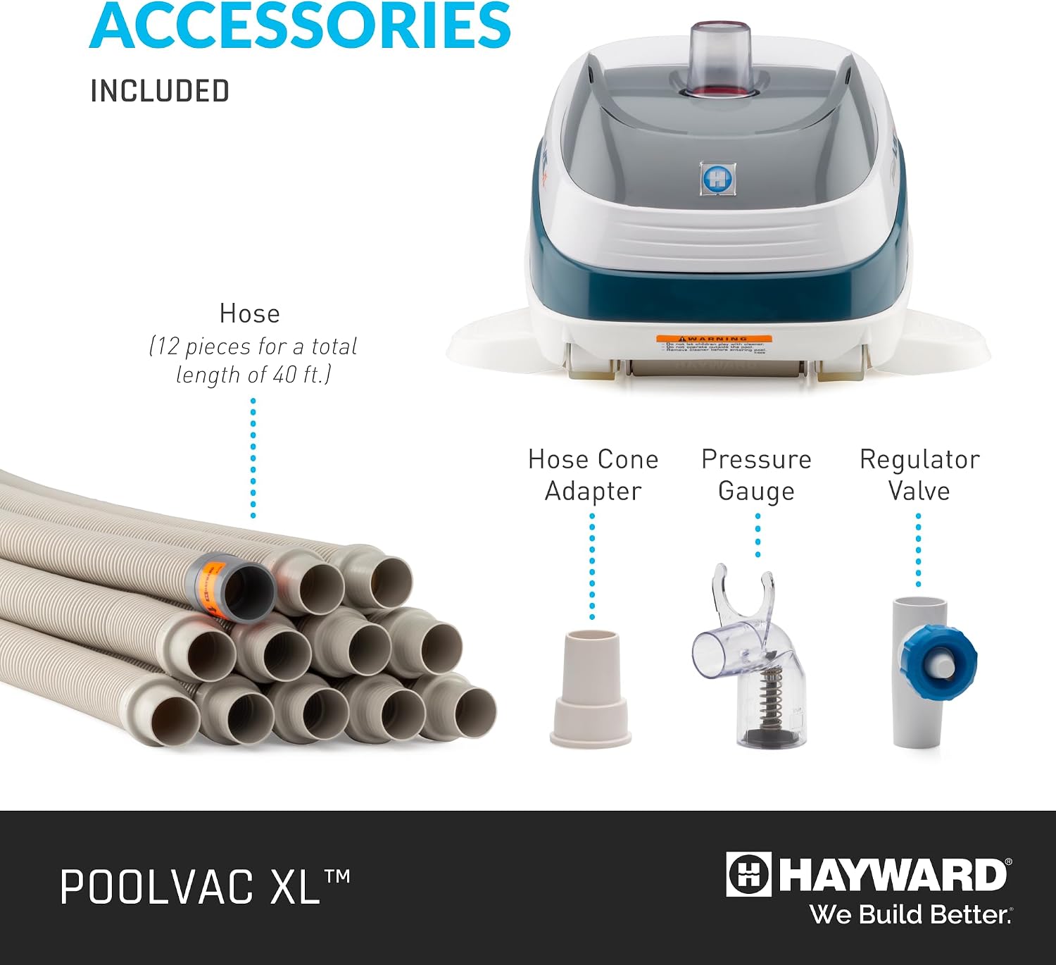 Hayward Pool Vac XL Suction Pool Cleaner (Pool Vacuum for Inground Pools) Automatic In Ground Pool Vacuum for Vinyl Pools up to 20 x 40 ft, W32025ADV