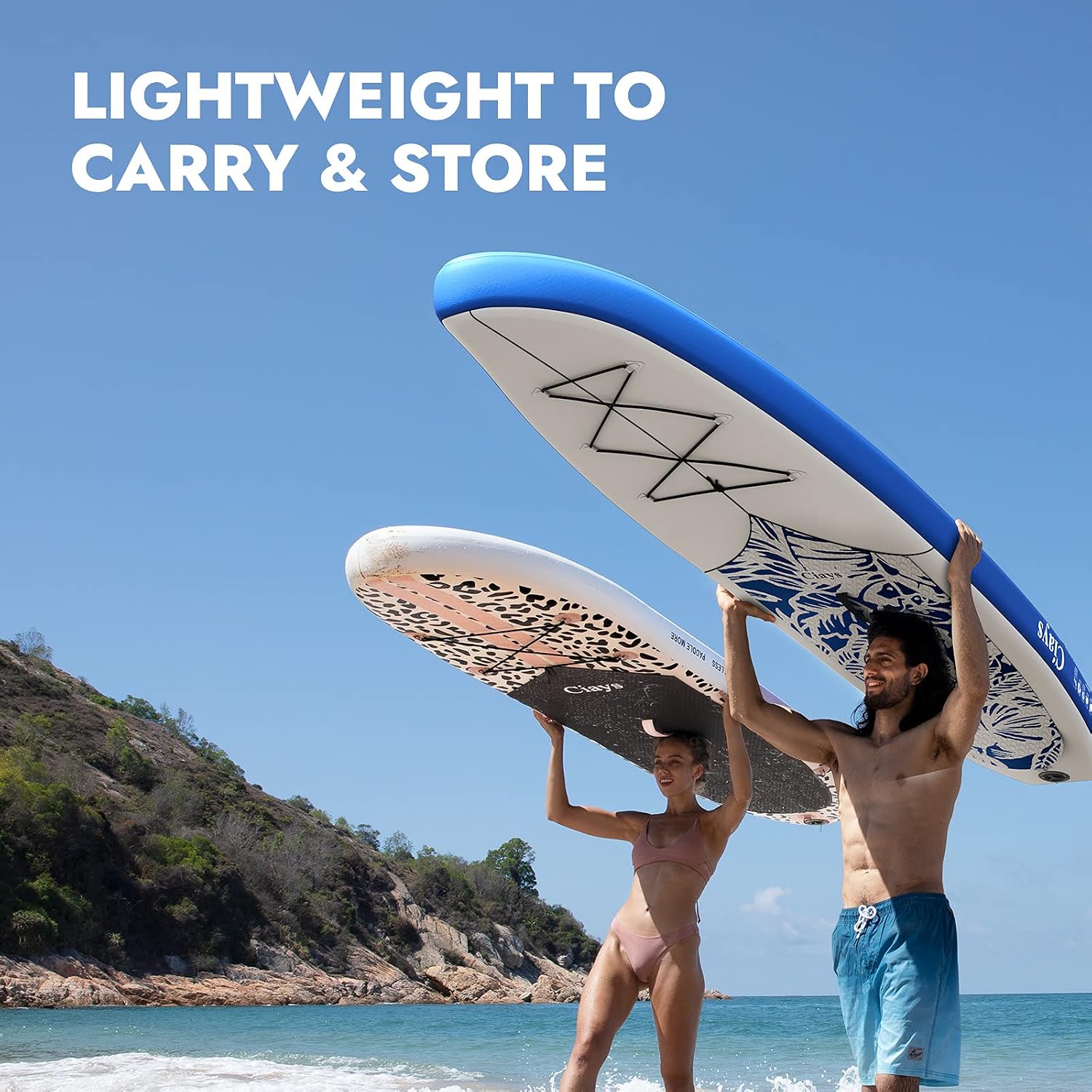 Ciays Inflatable Stand Up Paddle Board W SUP Accessories of Backpack, 2 Fins, 2 Bags, Leash, Floating Paddles and Double Action Hand Pump All-Around Paddleboard Perfect for Yoga, Tour, Fishing