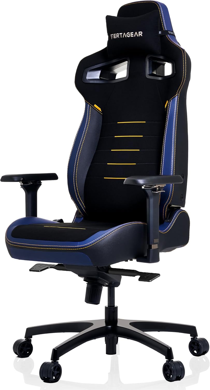 Vertagear PL4800 Ergonomic Big & Tall Gaming Chair Featuring ContourMax Lumbar & VertaAir Seat Systems - RGB LED Kits Upgradeable - Midnight Blue