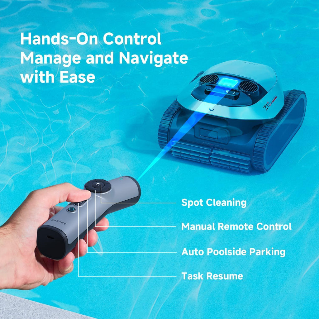 DREAME Z1 Pro Cordless Robotic Pool Cleaner, LiFi & APP Control, 8000 GPH Suction, Wall & Waterline Cleaning, UP to 180+ min, Auto-Retrieval, Automatic Pool Vacuum for Above & In-Ground Pools