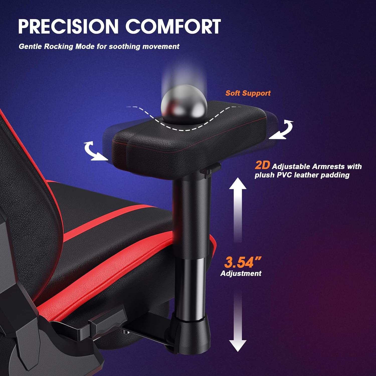 Douxlife 3D Kneading Massage Gaming Chair with Footrest, 400lbs Heavy Duty PC Computer Desk Chair for Adults, Adjustable 2D Armrests, Ergonomic 175° Recline & Optional Heat, Black&Red