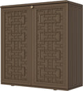Mrosaa Storage Box Outdoor Caninet,Resin Indoor Storage Box Waterproof Outdoor Storage Cabinets for Patio/Garden/Backyard, Size 34.3''L*15''W*36.2''H(Brown)